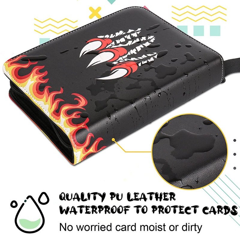 Btsg Pengikat Kartu Game Untuk Case 4-saku Trading Card Collector Storage Cover Sleeves, Menahan 400kartu, Resleting Untuk Case