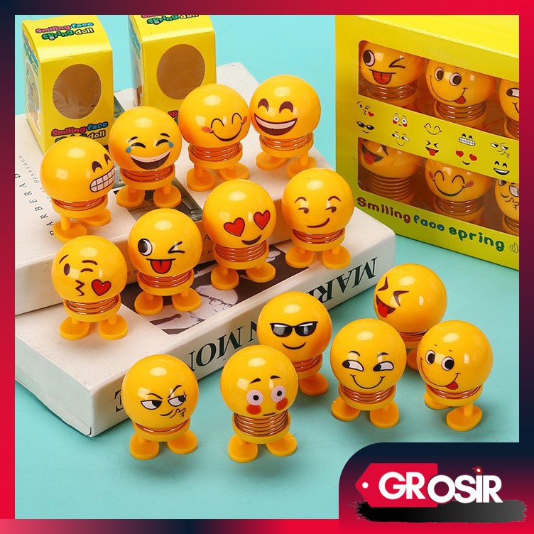 Grosir - B516 Boneka Emoticon (BOLA LAMPU JUAL PISAH) / Emoji Goyang / Emoji doll LED Shaking Head