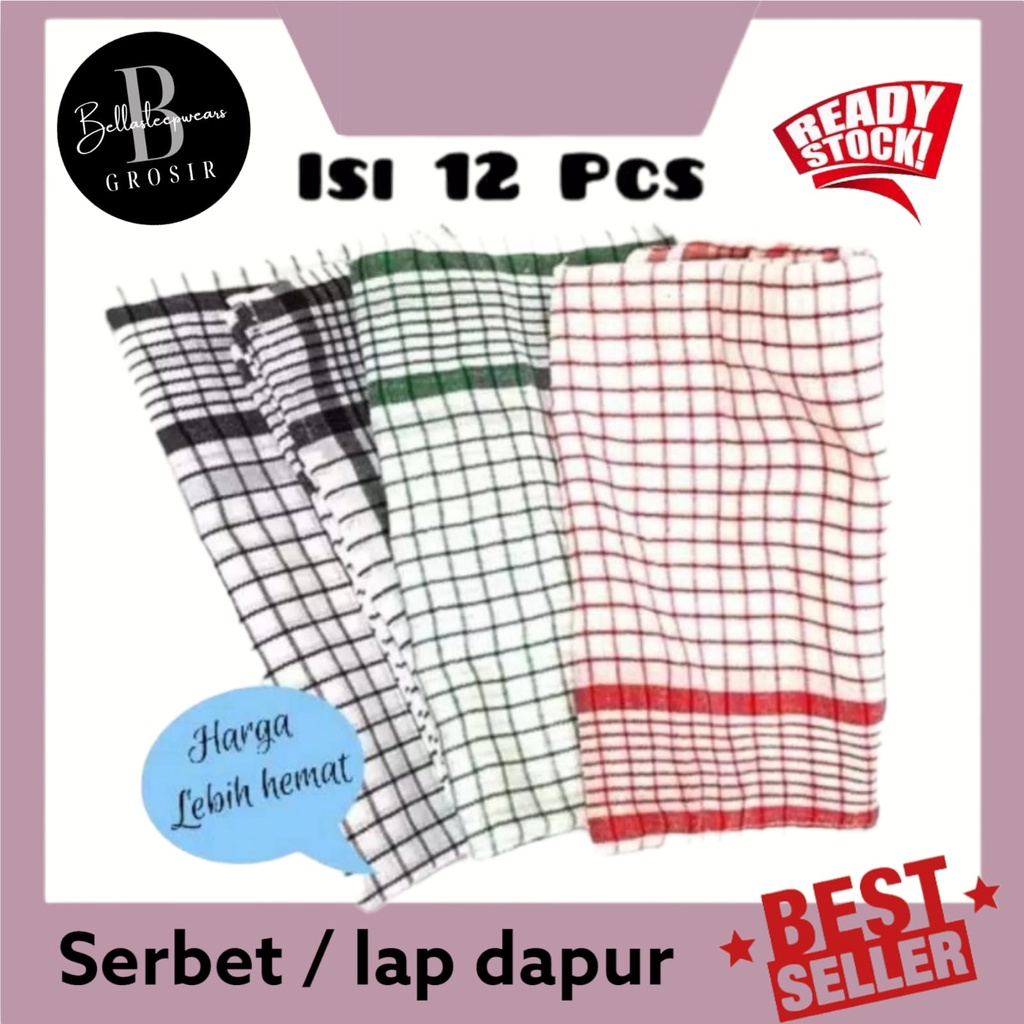 BELLA - PER 12 PCS / 1 LUSIN - SERBET / LAP PIRING DAPUR KOTAK SERBAGUNA