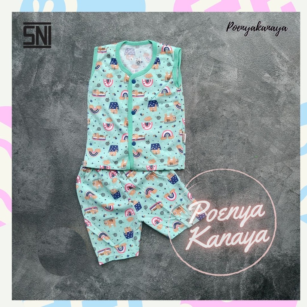 Setelan Baju Bayi Piyama Bayi Kutung Singlet Kancing KUBAL SNI KENZY Size S - L STK01-03