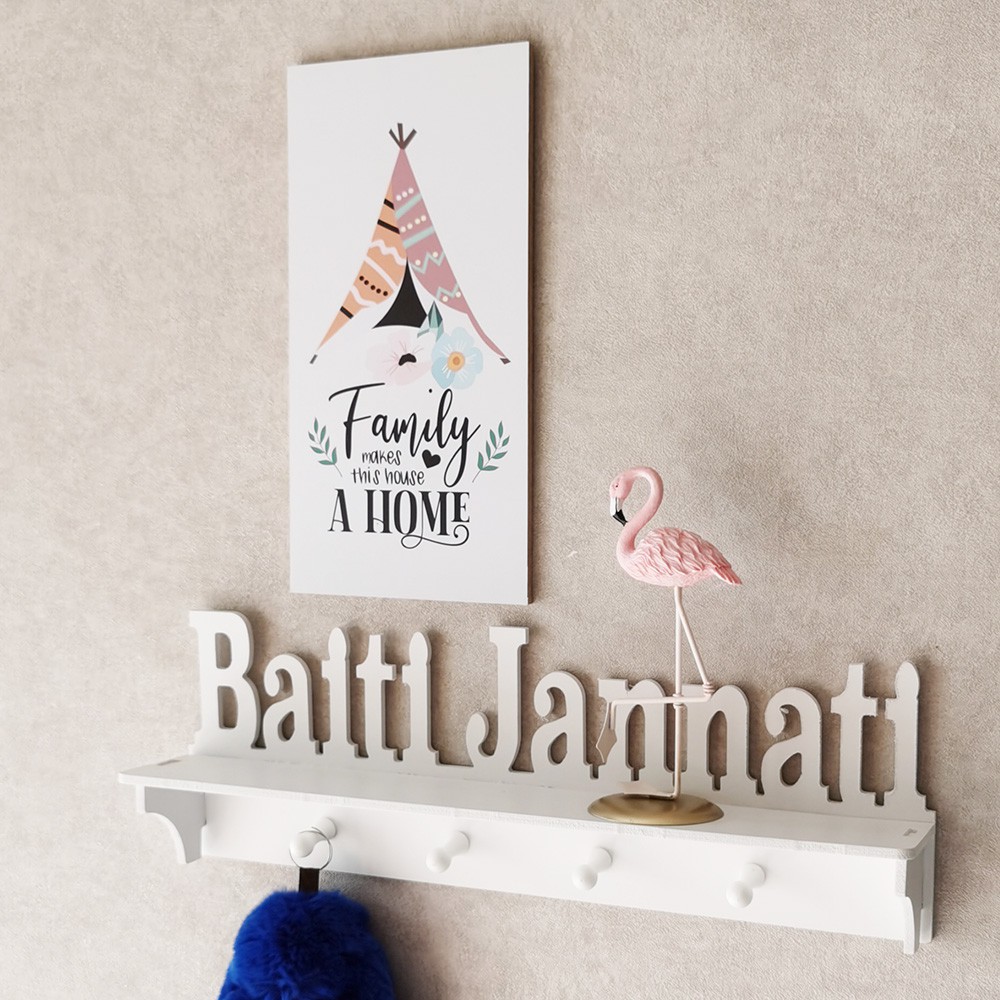 Rak Dinding Vintage Tempelan Dinding Hiasan Dengan Gantungan Motif