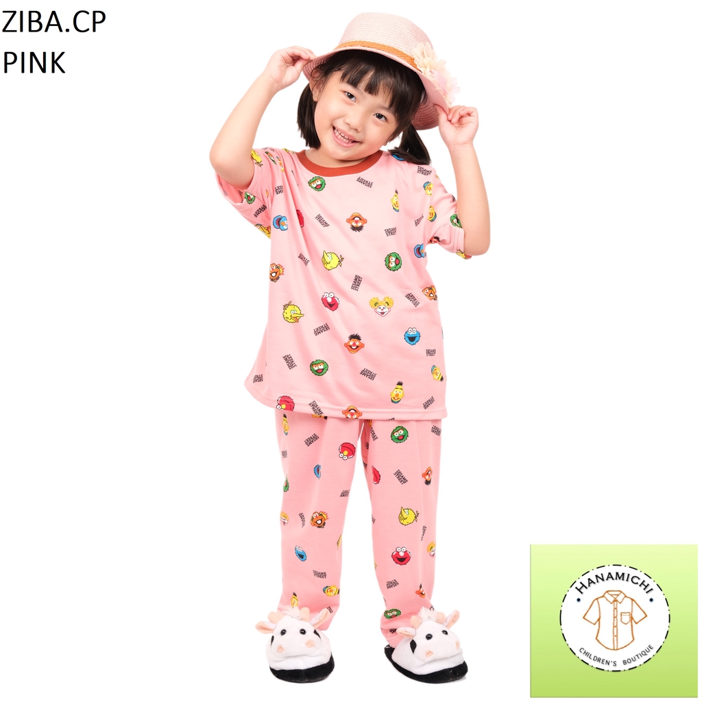 Hanamichi ZIBA.CP Setelan Baju Tidur Anak Lengan Pendek Motif Kartun