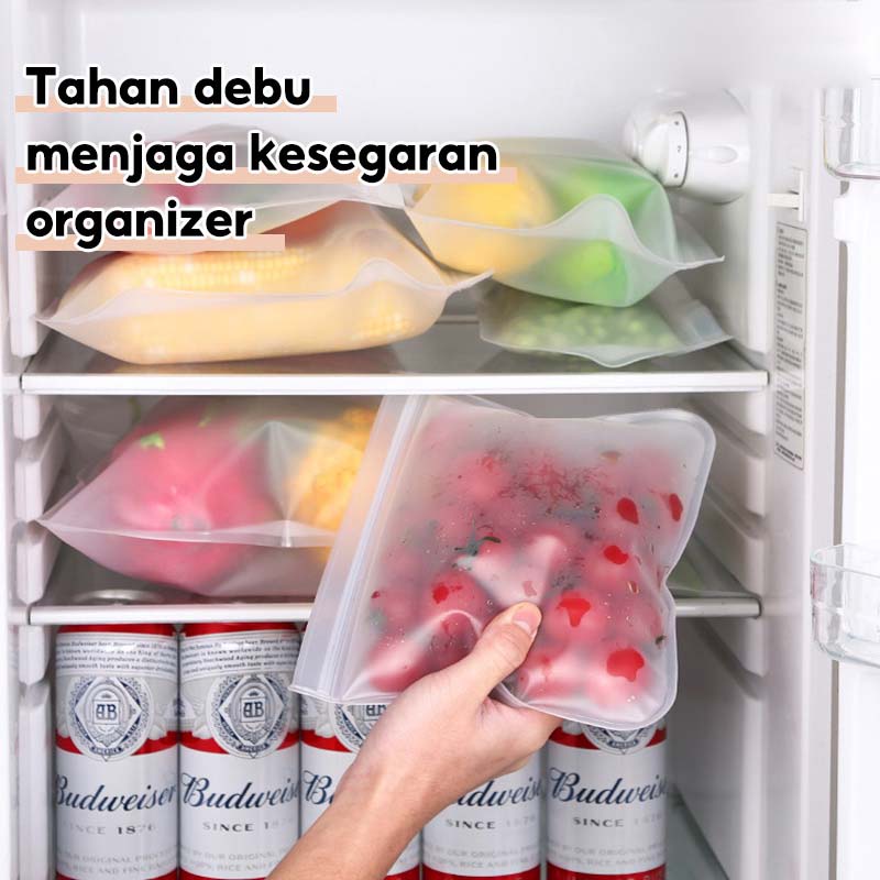 TOKO MUDA Plastik Kulkas Penyimpanan Makanan Reusable Kedap Udara