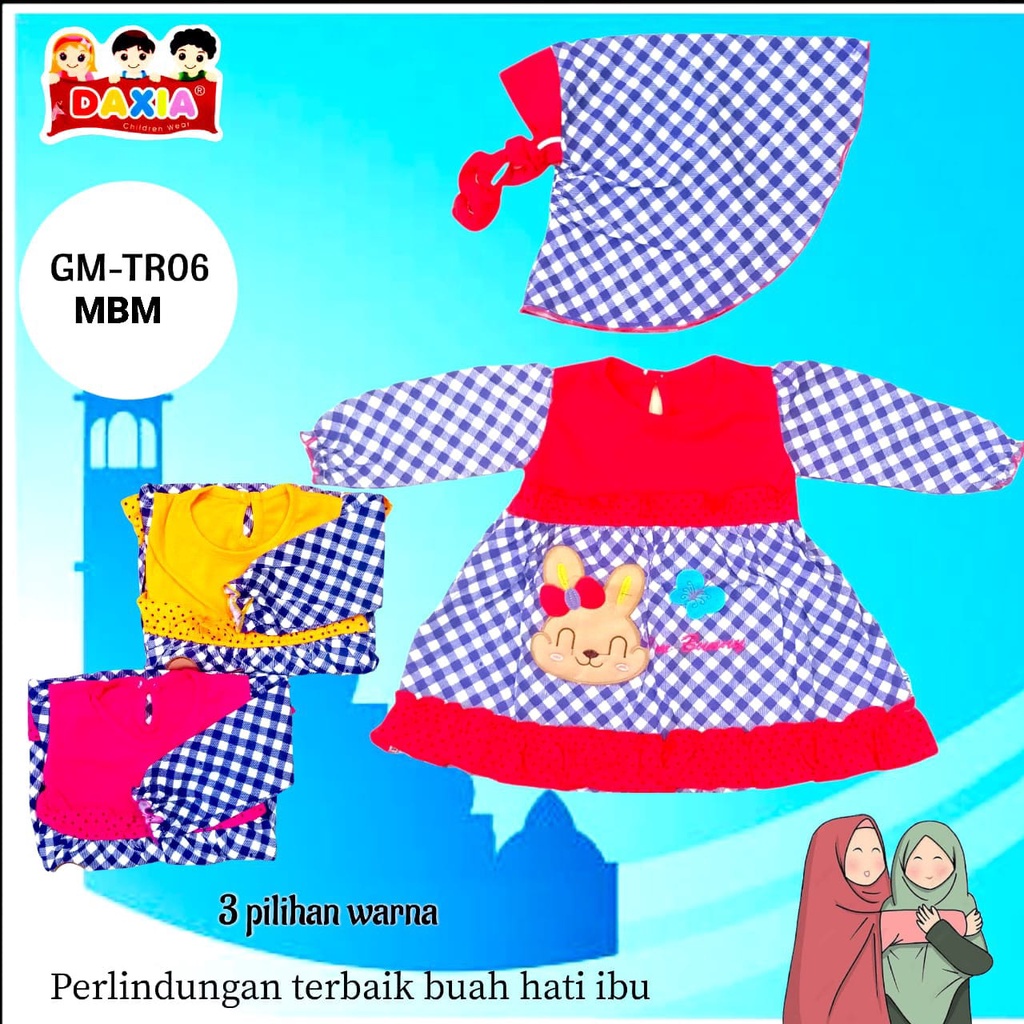 BAYIe - Baju Muslim/Gamis Anak / Bayi Perempuan motif  Bunny DAXIA GM-TR06 SNI/Gamis anak cewek 0 - 12 Bulan