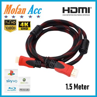 Kabel HDMI 1.5 Meter Serat Jaring Cable 1.5M High Speed Quality Penghubung Layar TV komputer laptop