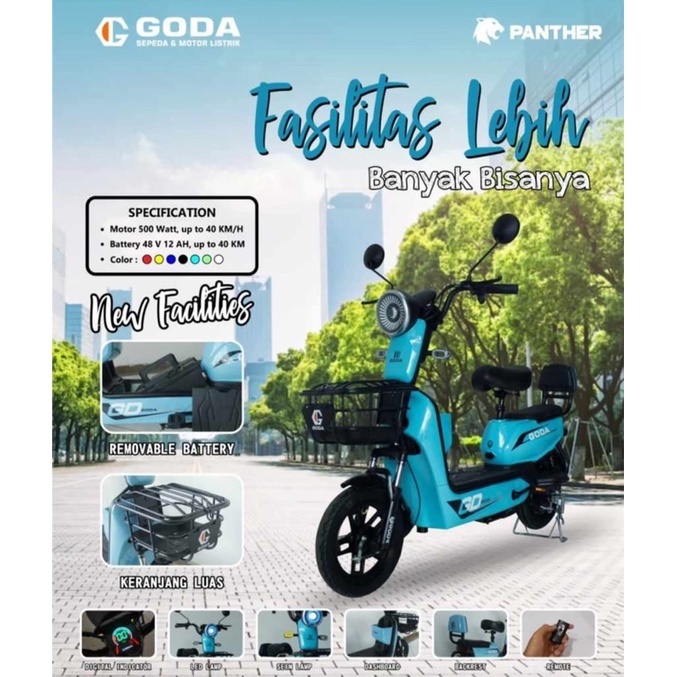 motor listrik sepeda listrik golden panther goda ready makassar promo murah falcon