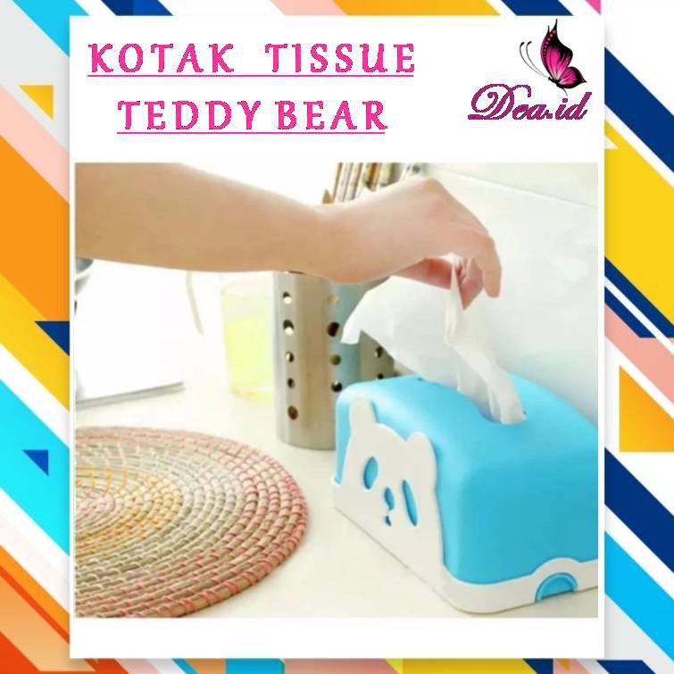 [DEASTORE] KOTAK TISSU MEJA - TISSUE BOX - SARUNG TISU KARAKTER TEDDY BEAR WARNA CANTIK