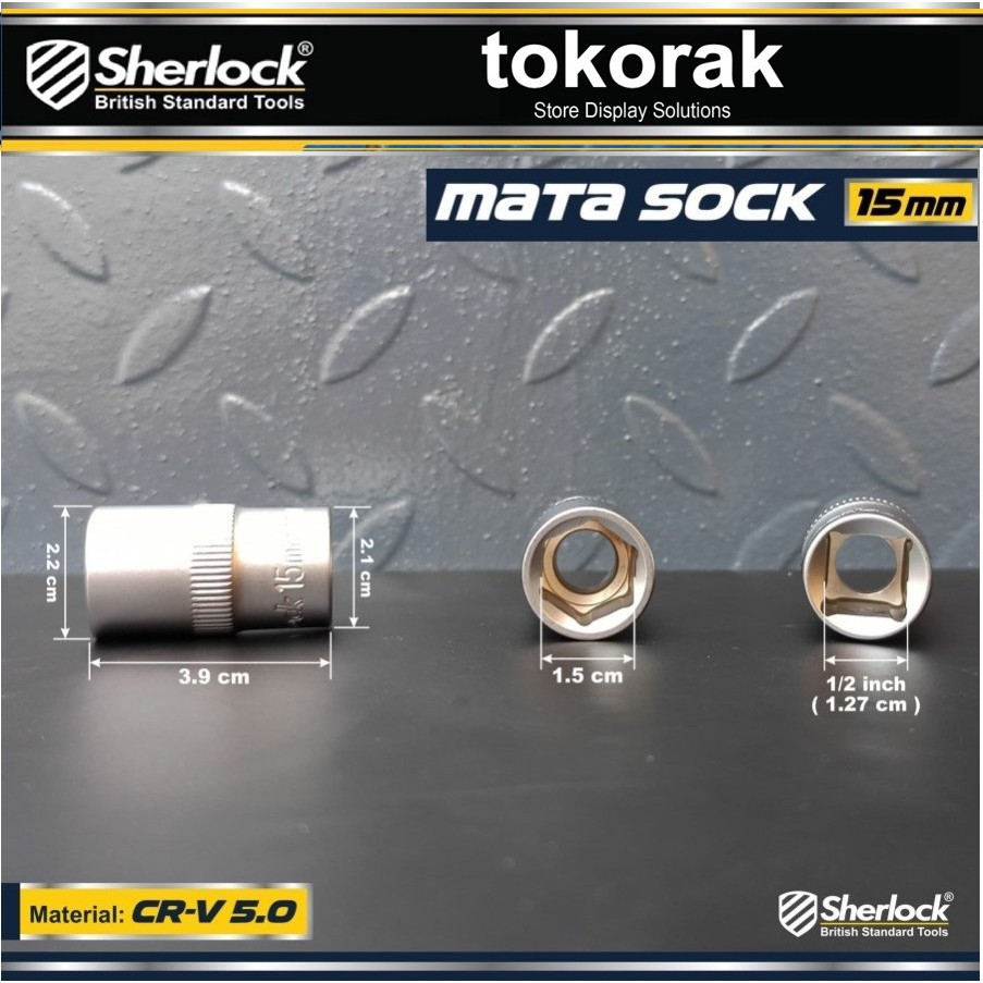 MATA KUNCI SOK 15 MM 1/2 INCH 6 PT SHERLOCK - MATA SHOCK