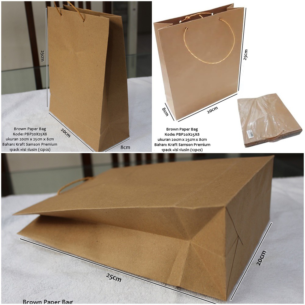 

Paper Bag Polos Tas Kertas ukuran P x L X T 20x8x25 cm Paperbag Goodie Bag Tas Kantong Souvenir Pesta Ultah Seminar Tas Belanja Shopping Bag 20 x 8 x 25 cm