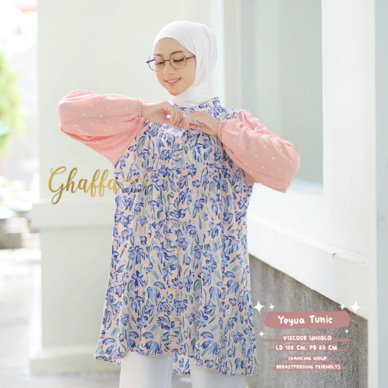 YEYUA TUNIC BY GHAFFA THE LABEL / TUNIK MOTIF WANITA MUSLIMAH / Baju wanita modern premium