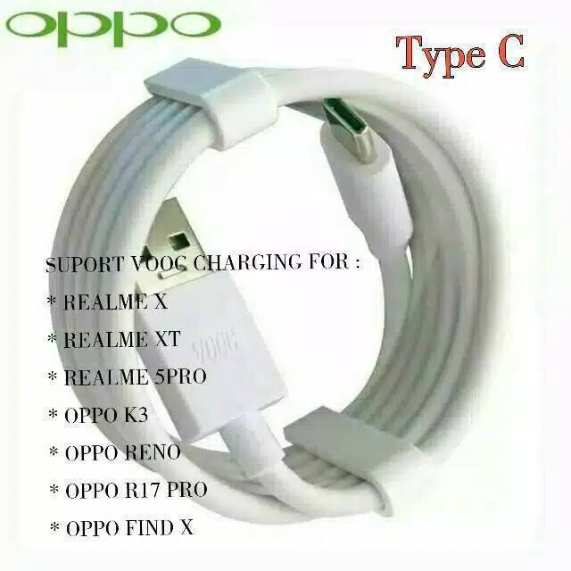 New Kabel Data Charger OPPO A5 2020- A9 2020-REALME 5PRO VOOC 3.0 USB TYPE-C Original 100%