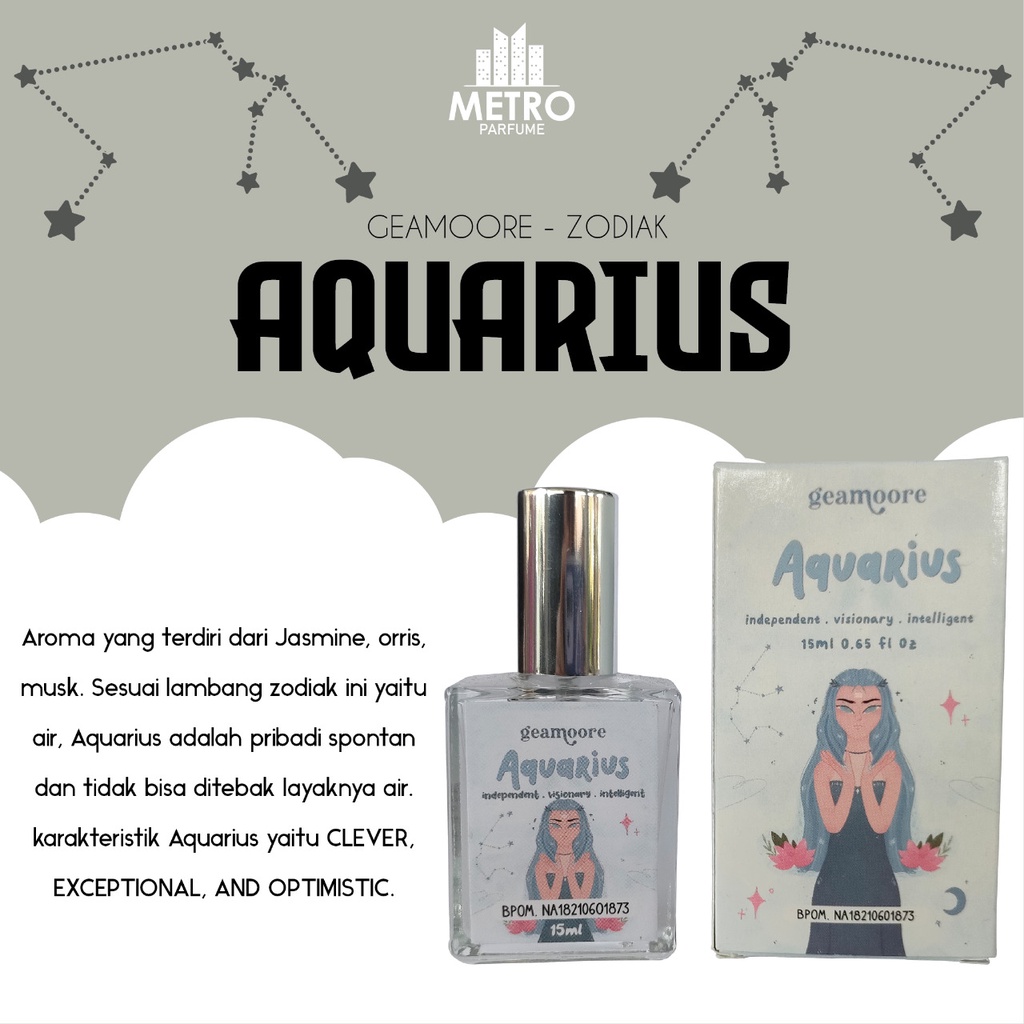 (BPOM) GEAMOORE ZODIAC SERIES PERFUME / PARFUM ZODIAK 15ml Parfum Wewangian Tubuh