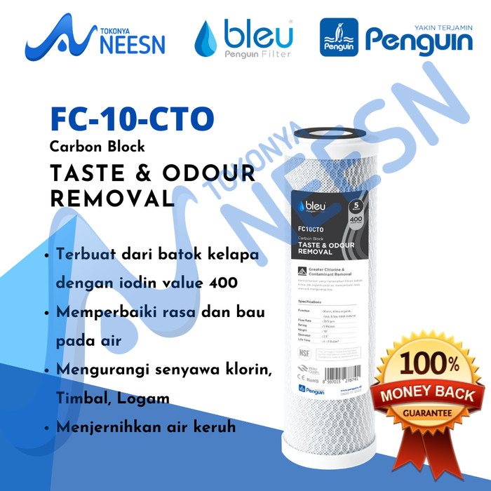 Paket Filter penyaring  Air sumur/zat besi/bau Bleu penguin 10 inch STD PP+ PP+ CTO +GAC