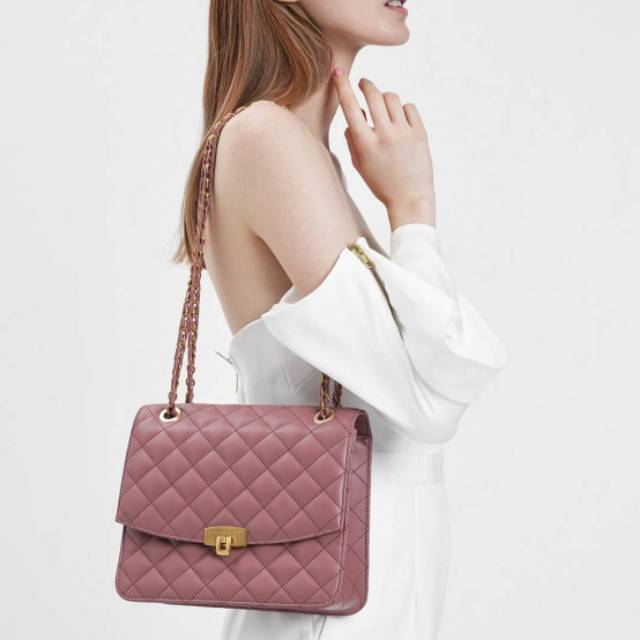 charles and keith quilted chain shoulder bag