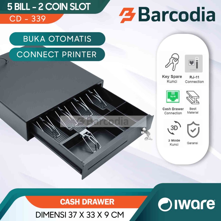 Cash Drawer Mini 37X33 - CD338 - LACI KASIR RJ11 LACI UANG KASIR