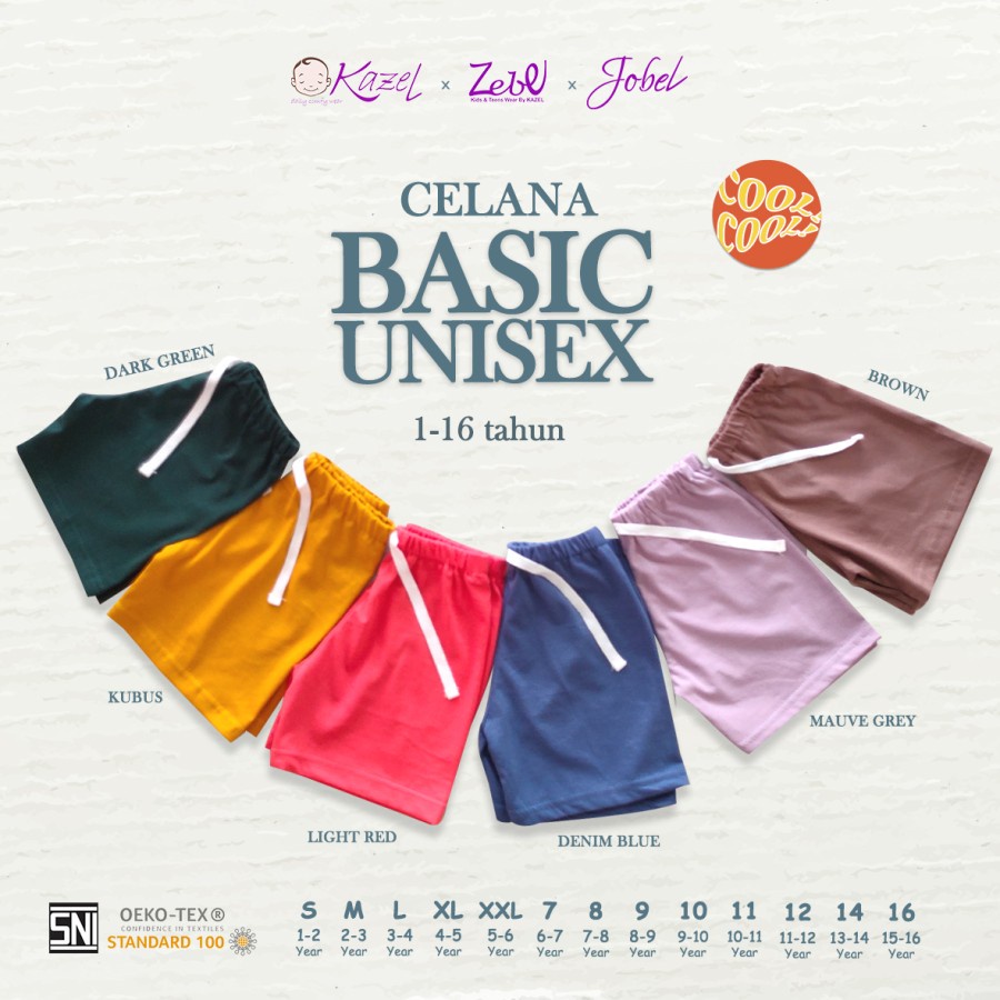 Celana Pendek Anak Laki Laki Perempuan 1 - 5 Tahun Jobel Basic Short Unisex