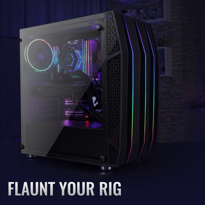 AEROCOOL KLAW RGB MID TOWER ATX CASE TEMPERED GLASS