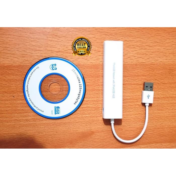 USB HUB 2.0 3 PORT WITH LAN - USB TO LAN WITH HUB 3 PORT - USB TO RJ45