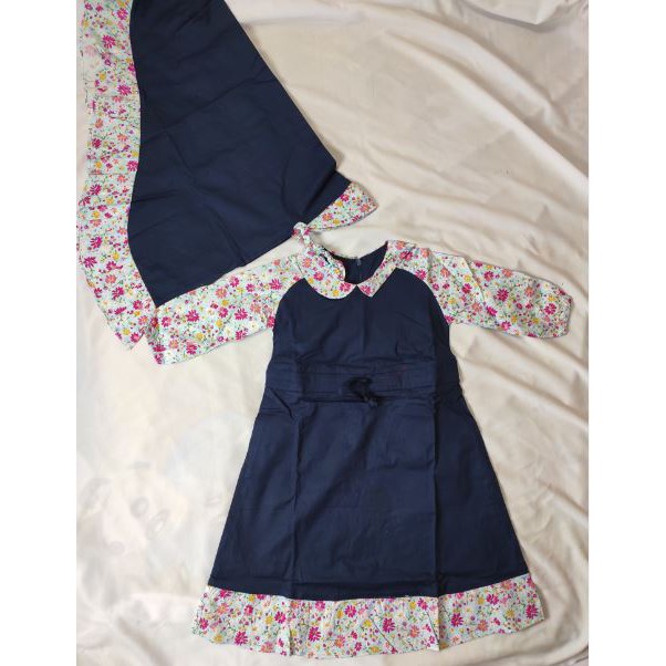 Gamis anak 2-4 tahun katun jepang polos kombinasi bunga horse pony set jilbab nyaman murah