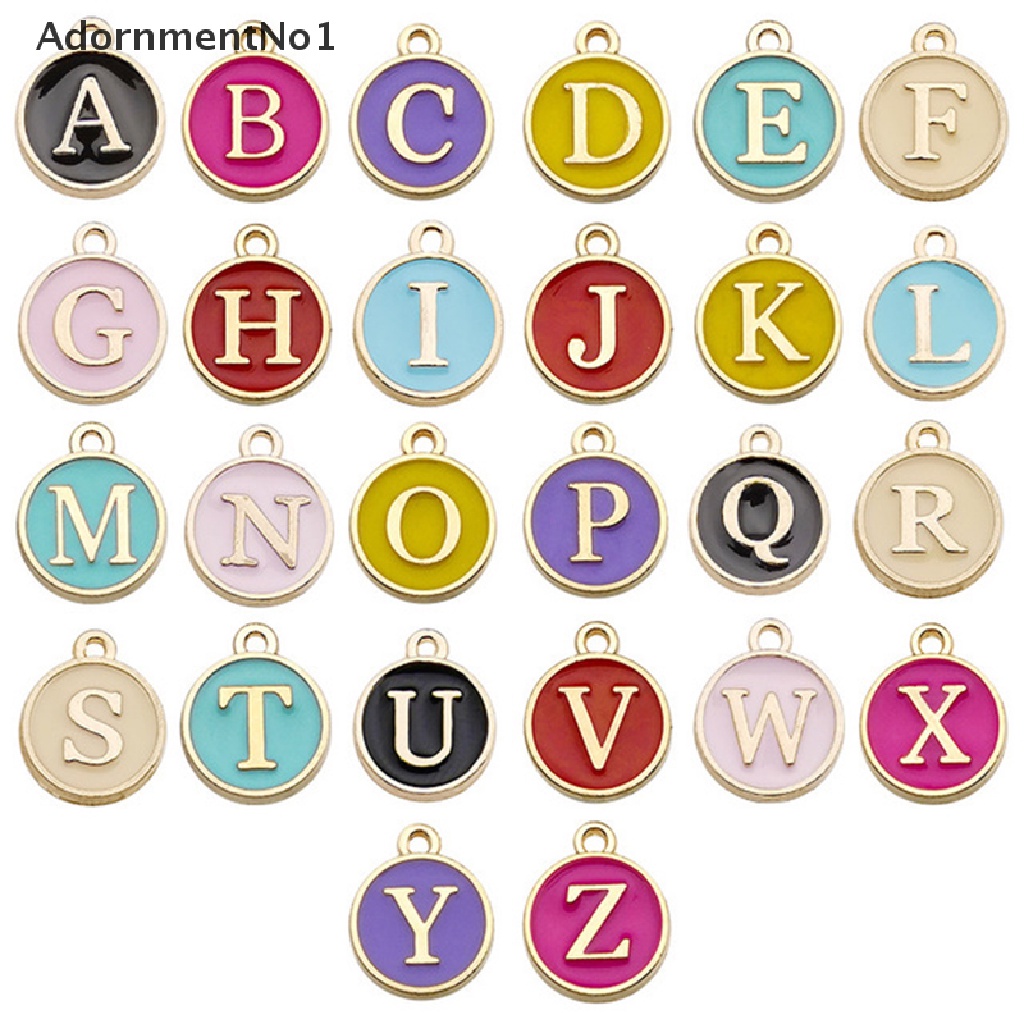 (AdornmentNo1) (26Pcs / Set) 15x12mm Liontin Huruf Alfabet Inggris Bahan Enamel Untuk DIY Charms