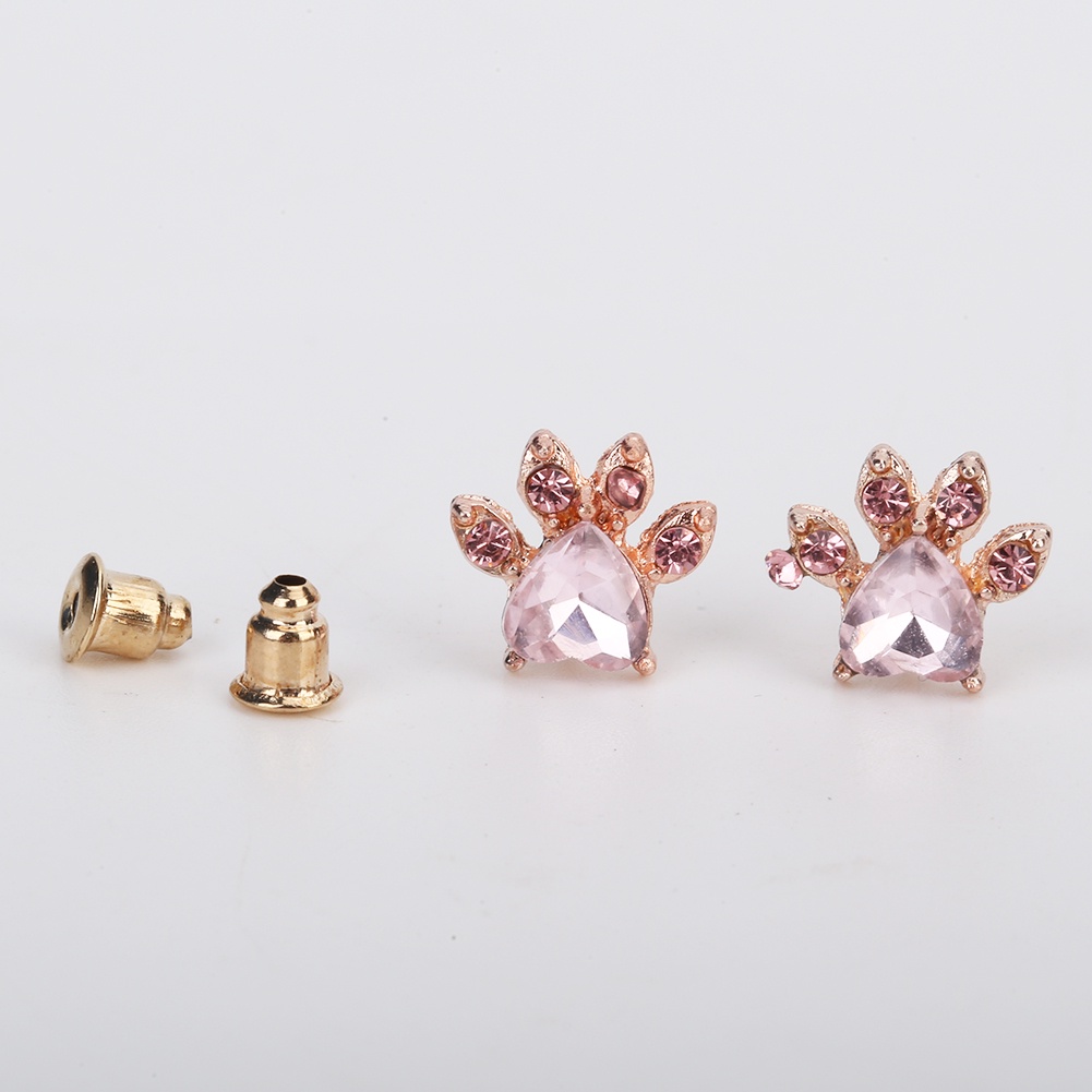 Hu Hu Hu Hu Hu Alat Bantu Pasang Kacamata♡ Anting Stud Cubic Zirconia Bentuk Cakar Kucing Untuk Wanita