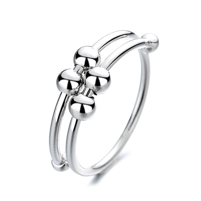 Cincin Jari Model Terbuka Dapat Diputar Dapat Disesuaikan Aksen Manik-Manik