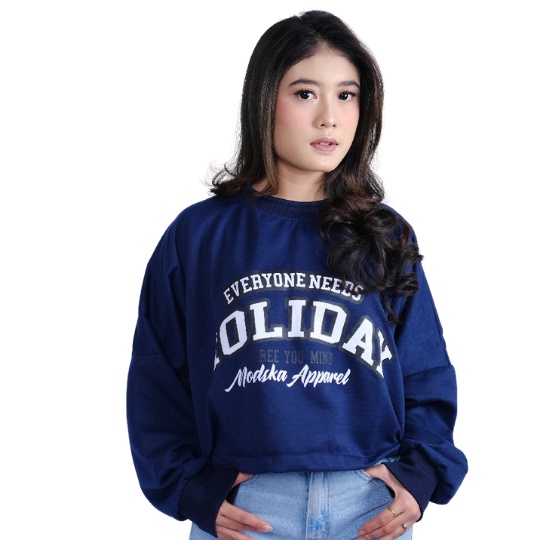 Modska Oversize - Crewneck Crop  Wanita