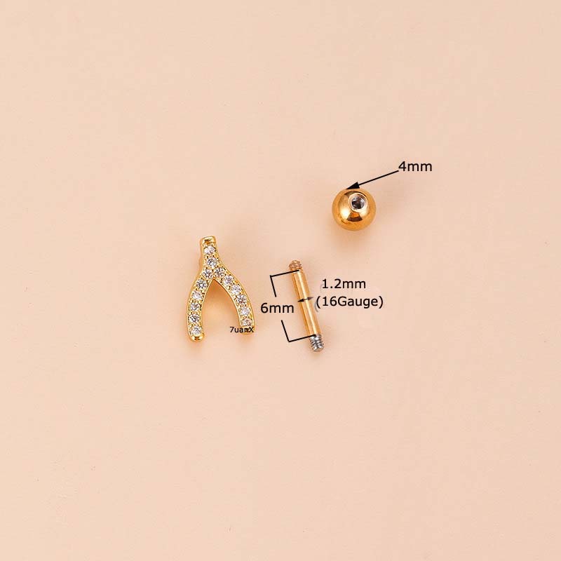 1 Pc Anting Stud Sekrup Tindik Bentuk Barbel Bunga Lebah Hati Bahan Stainless Steel 16