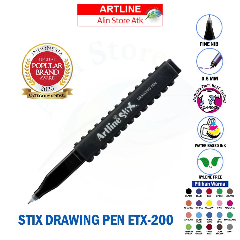 

Artline - Spidol Stix Drawing Pen ETX-200 Atk Murah Original