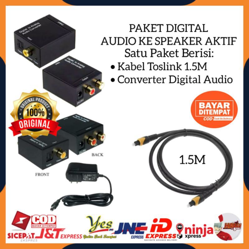 [COD] PAKET CONVERTER AUDIO DIGITAL TO ANALOG DARI TV KE SPEAKER AKTIF HOME THEATER / OPTICAL COAXIAL TO ANALOG RCA + KABEL OPTICAL OPTIC AUDIO TV 1.5M