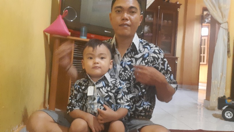 Nivana - Couple Atasan Ayah Anak Ibu Batik Blarak Biru Sarimbit Seragam Keluarga Kantor