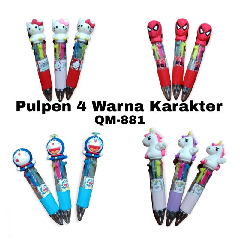 

Pulpen 4 Warna Karakter / Pulpen Gel Kepala Fancy 4Warna Karakter QM881
