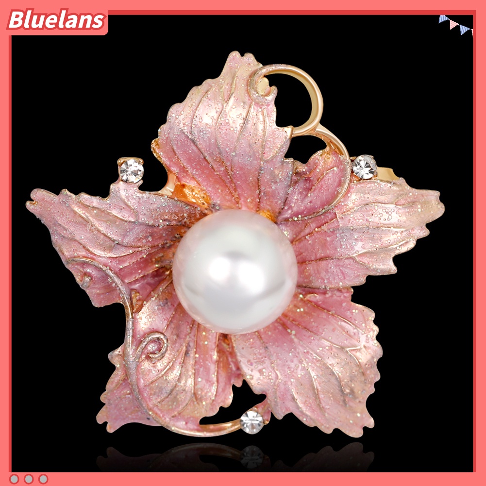 Bluelans Fashion Women Rhinestone Imitation Pearl Enamel Flower Floriated Brooch Pin