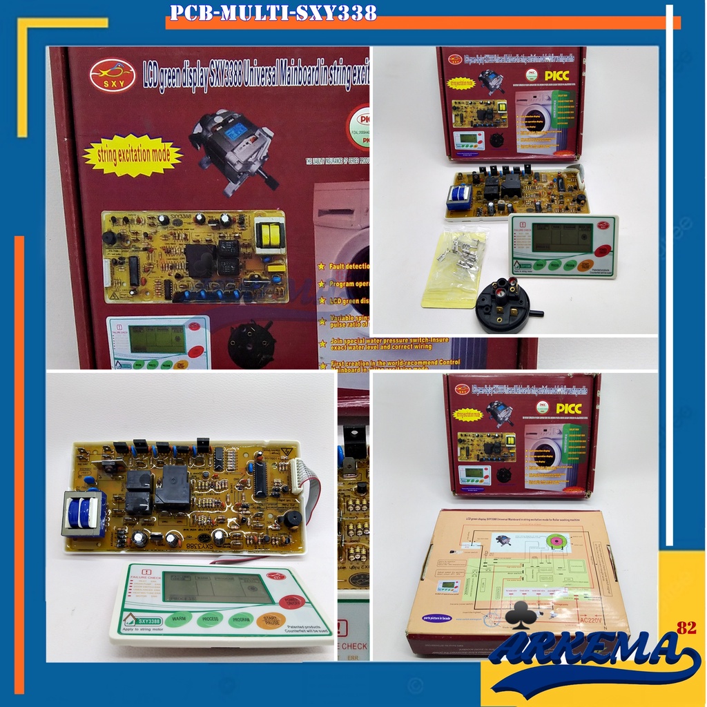 MODUL MESIN CUCI PRONT LOADING MULTI / UNIVERSAL LCD DISPLAY SXY338 MAINBOARD  INVERTER 1 TABUNG