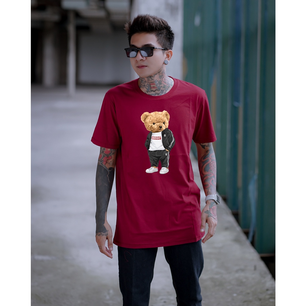 BRIGO Kaos Lengan Pendek Bear Sporty || Kaos Katun Combed M-XL || Kaos Distro BRIGO Beruang Sporty