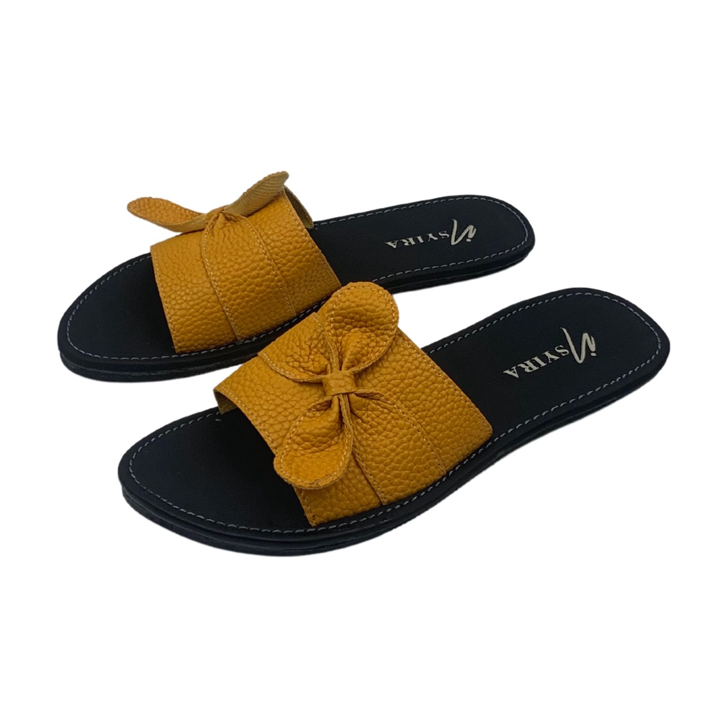 Insyira - Sandal Wanita Delmira / Sandal Papirut Wanita Non Slip Alas Hitam / Sandal Wanita Slop Pita Samping