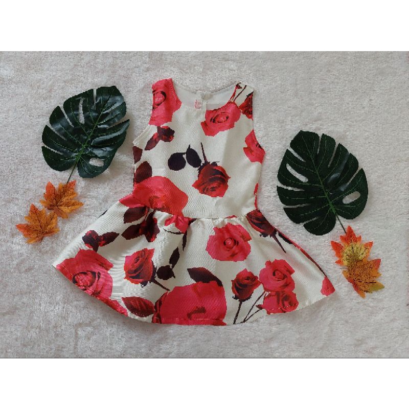 Dress Anak motif Bunga Mawar besar - 4T
