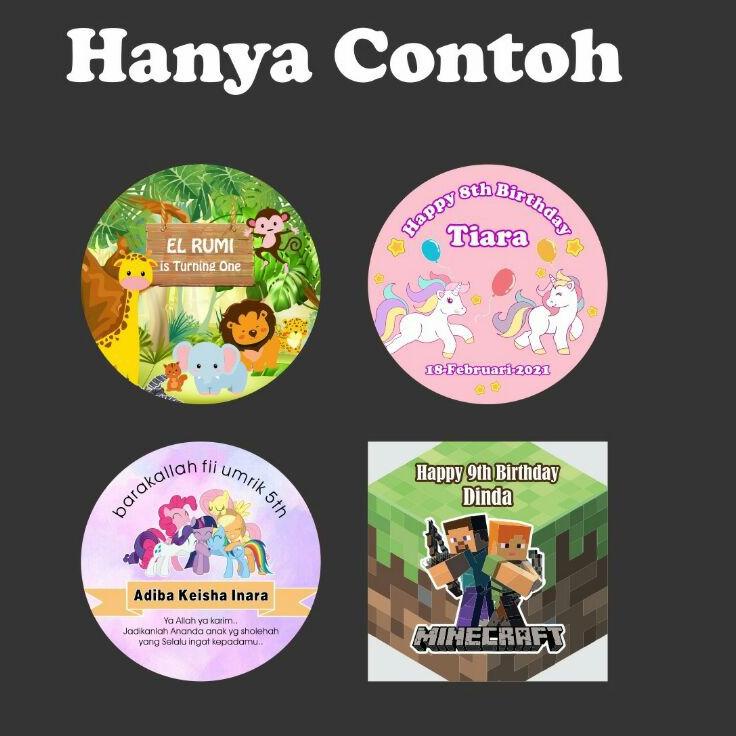 

く Sticker Label Happy Birthday Selamat Ulang Tahun Anak Stiker Tumpeng ホ