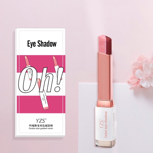 YZS eyeshadow pen beludru gradien dua warna eye shadow stick secara alami tidak mudah luntur dan diwarnai, dan dibentuk dalam satu sentuhan kosmetik