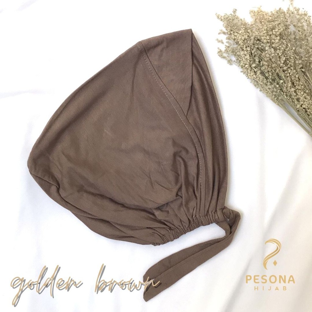 Ciput Turkey Silang/Inner Basic Turki Silang Menutup Kepala/Menyamarkan Wajah Bulat-Golden Brown