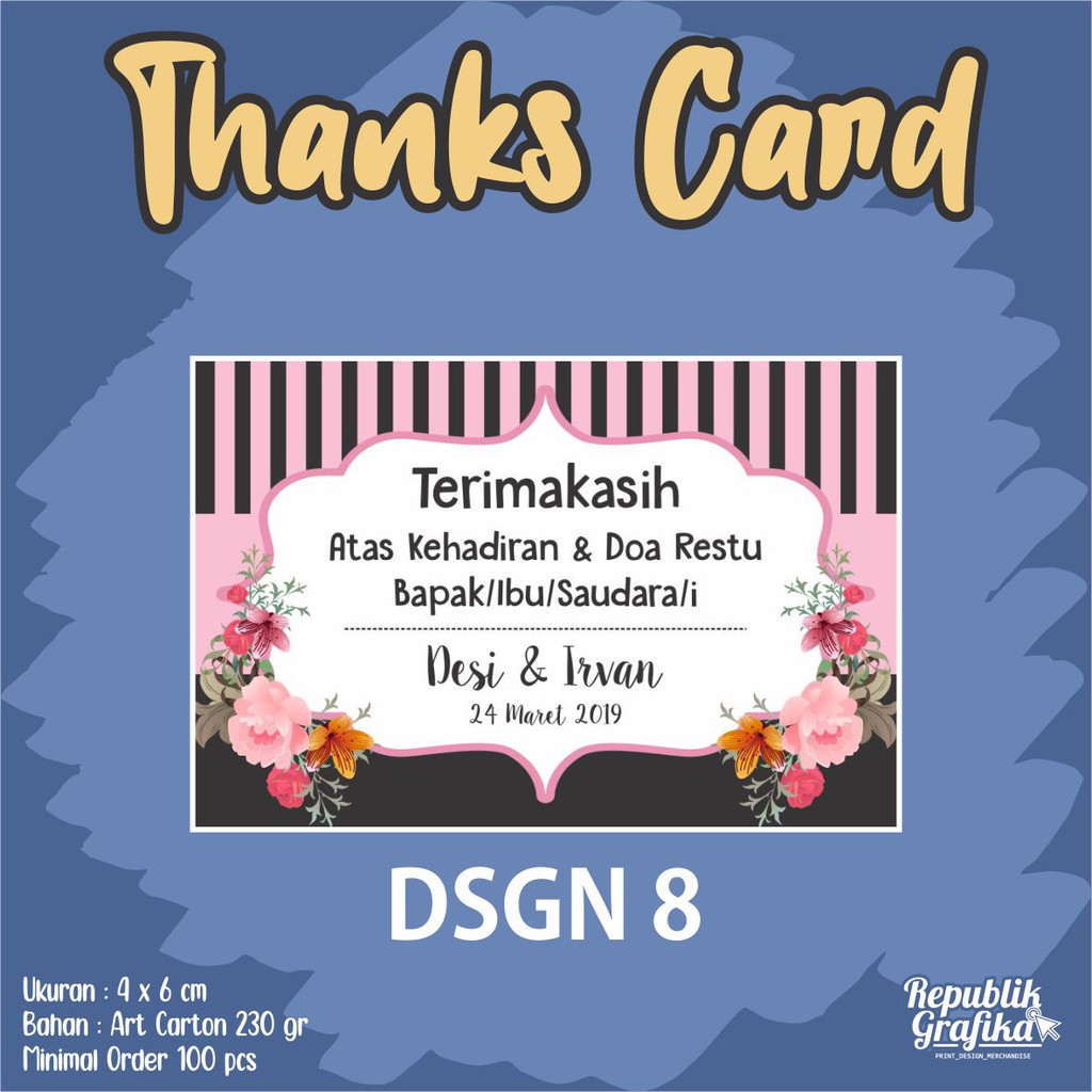 UCAPAN TERIMAKASIH - THANKS CARD - KARTU SOUVENIR - 4X6 CM