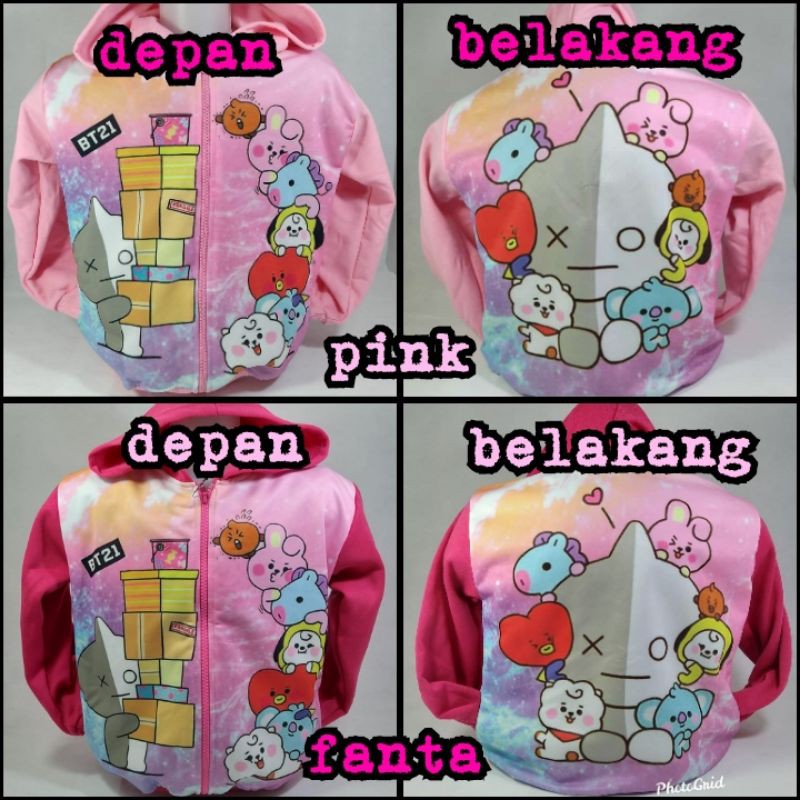 kado ultah anak perempuan / jaket anak perempuan BTS BT21 3 4 5 6 7 8 9 10 tahun