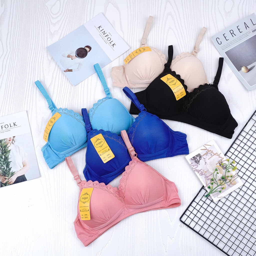 VS - BRA Wanita BH Motif Halus Premium / BH Wanita Tanpa Kawat Busa Tebal Kualitas Premium Merk Oimio dan Qiaomengyi