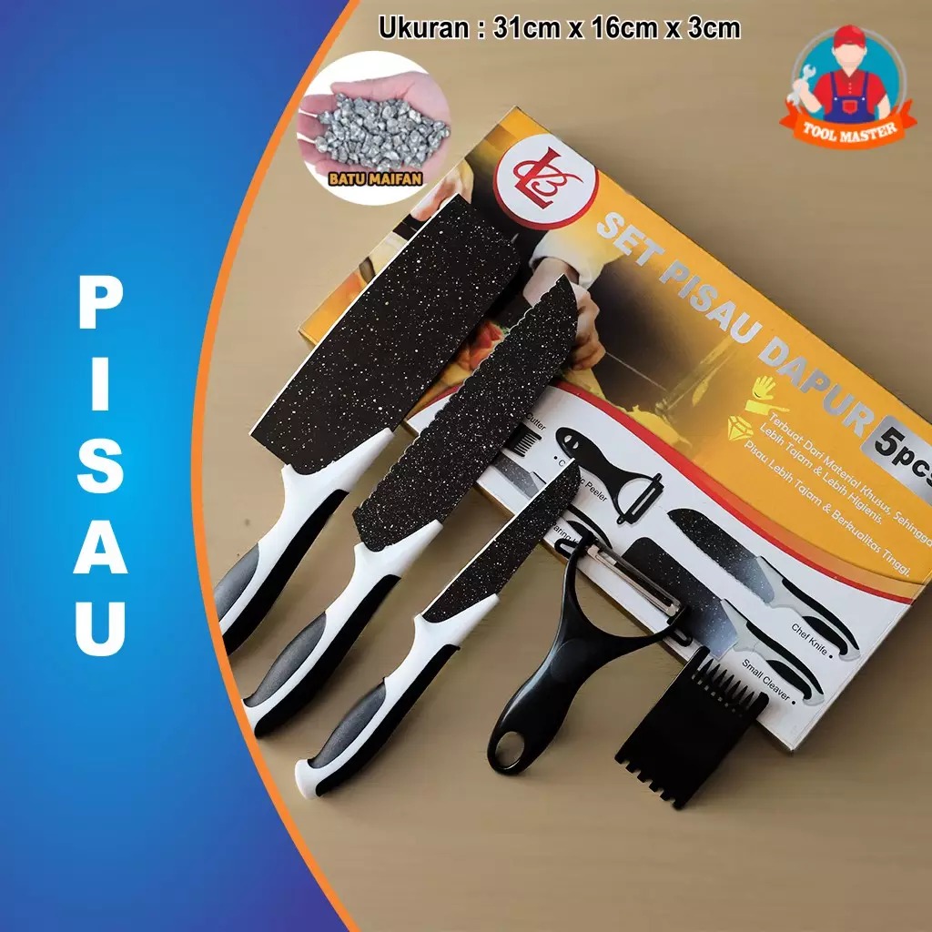 (NCS) Pisau Dapur Keramik Hitam Set 5in1 Maifan Hitam Knife Black Chef Knife