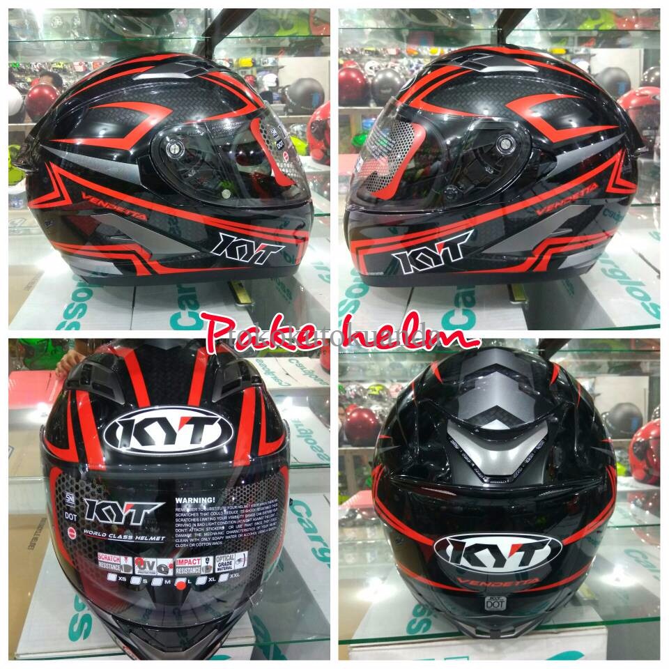 HELM KYT VENDETTA CARBON HELM KYT FULL FACE BLACK RED