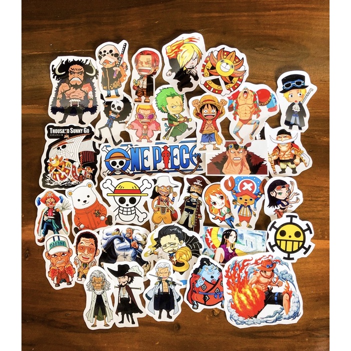 stiker sticker pack onepiece dapat semua yang di gambar - case handphone laptop koper tumbler