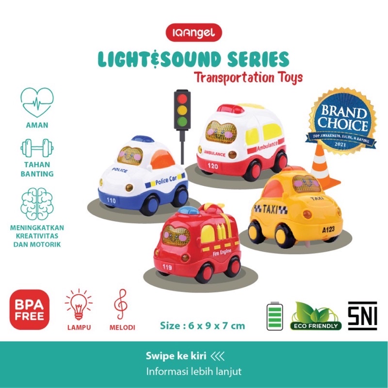 Iq angel Transportation Series Light &amp; Sound Mainan Mobilan Anak