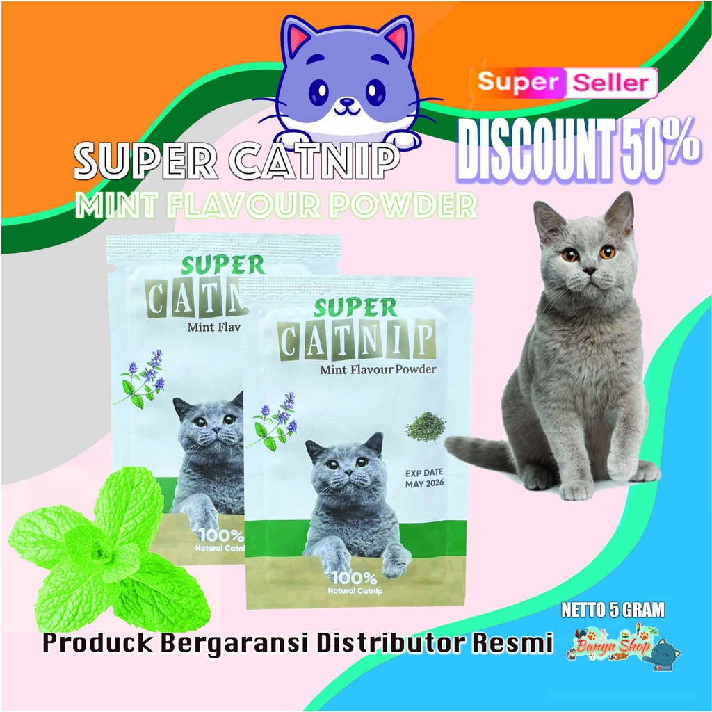 MINT POWDER SUPER CATNIP-CEMILAN KUCING-MAKANAN KUCING-GIGITAN KUCING