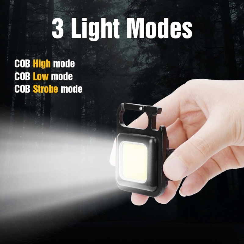 Lampu Senter LED COB Mini Multifungsi USB Rechargeable Dengan Gantungan Kunci Untuk Outdoor / Camping / Memancing