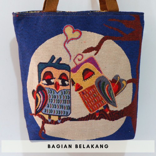 Tote bag kanvas Tenun import Etnik owl Burung Hantu gajah Thailand  terlaris termurah gajah tote wanita tebal